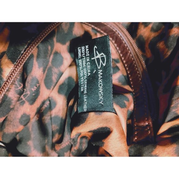 B Makowsky leather bag, super soft leather, animal print lining silver studs des - Picture 4 of 8